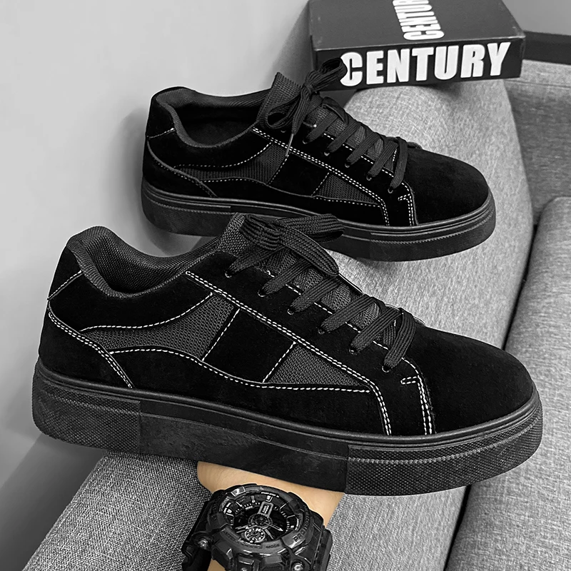 

2024 Fashion Mens Mesh Casual Shoes Lace Up Breathable Flats For Male Youth Student School Shoes Skateboard Sneakers