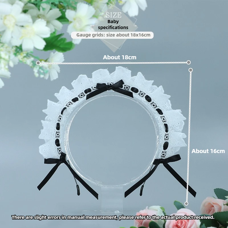 Argola de cabelo com laço e babados, acessórios japoneses de lolita, kawaii, menina, anime, cosplay, kc jk, empregada, retrô, clássico