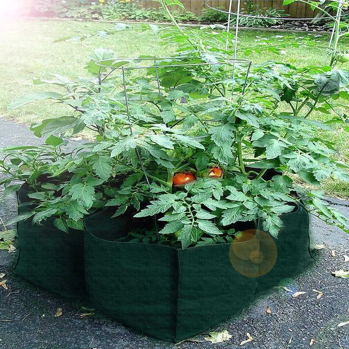 A67P-Raised Garden Planter Fabric Bed, 4 Divided Grids Durable Square Planting Grow Pot For Suitable For Planting Vegetables, Fl