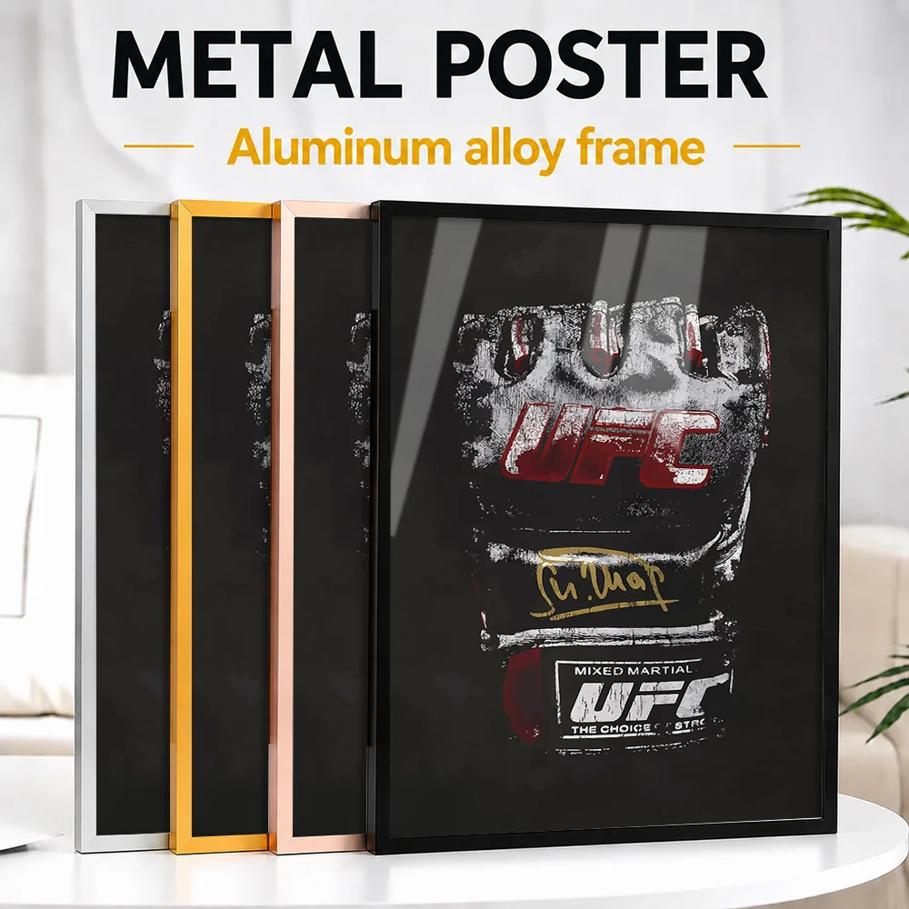 MMA Glove Framed Metal Poster Personalized Photo Motivational Training Style Wall Art For Living Room Thoughtful Fighter Gift