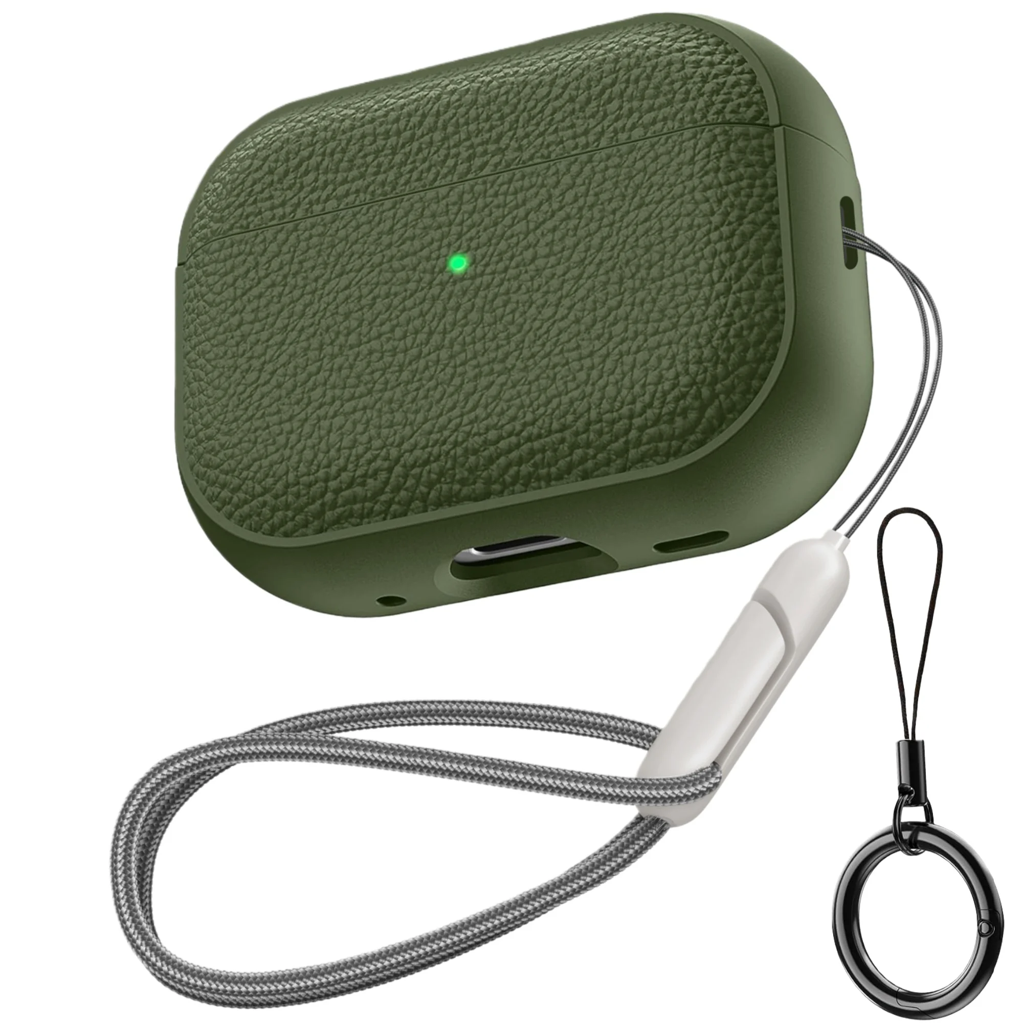 Kopfhörerhülle für AirPods 5/4/Pro 3, stoßfeste Schutzhülle aus TPU mit Lederoptik, inklusive Schlüsselanhänger und Trageschlaufe für AirPods 5/4/Pro 2. – Detail 11