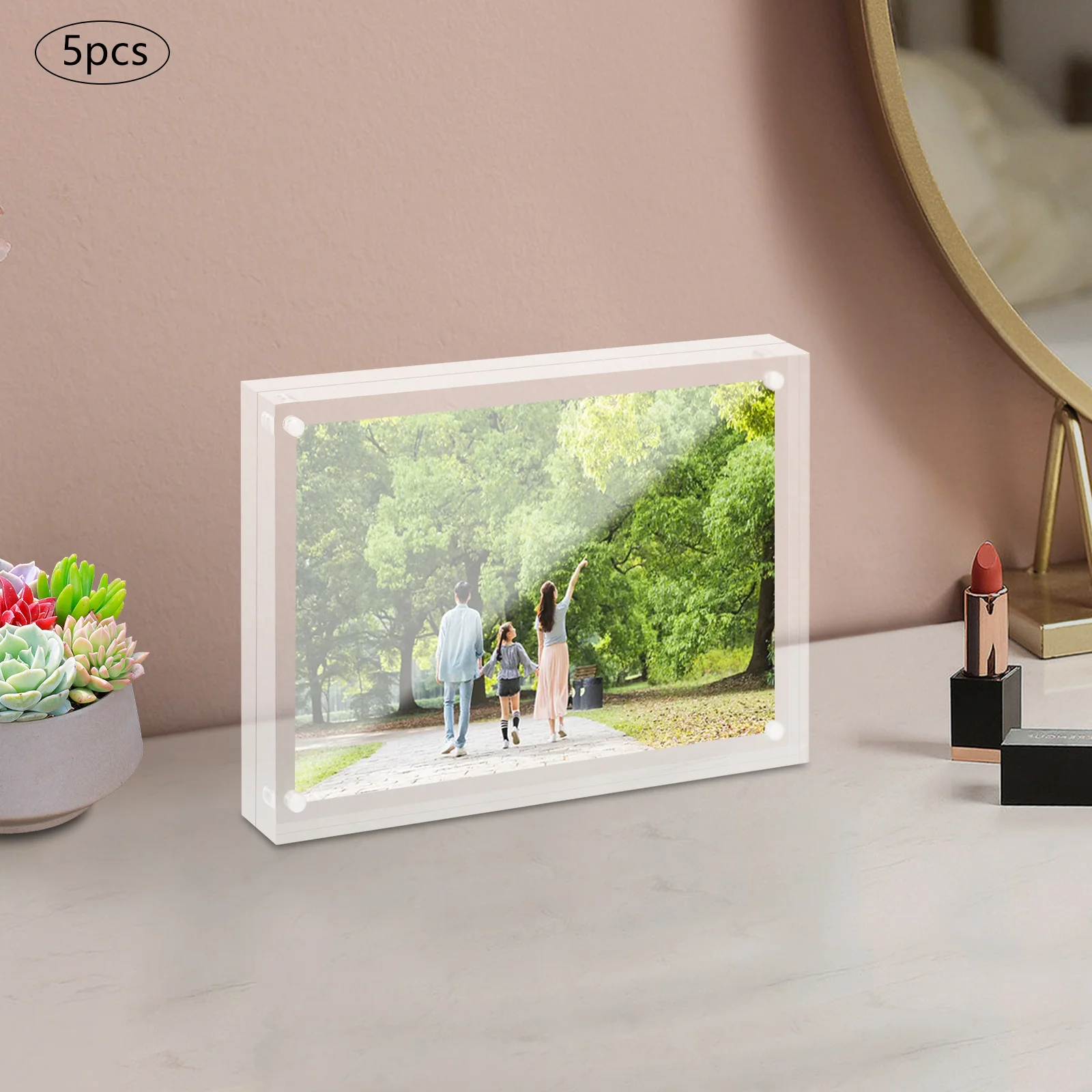 5 قطعة إطار صور شفاف 8*0.8*6in الاكريليك إطار عرض الصور ملصق عرض موقف لتزيين مكتب الغرفة