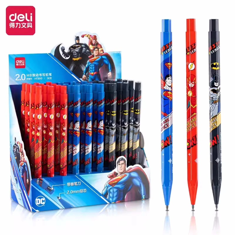 

3Pcs DELI HC500 2.0mm HB Justice League DC Automatic Pencils School Student Supplies Stationery