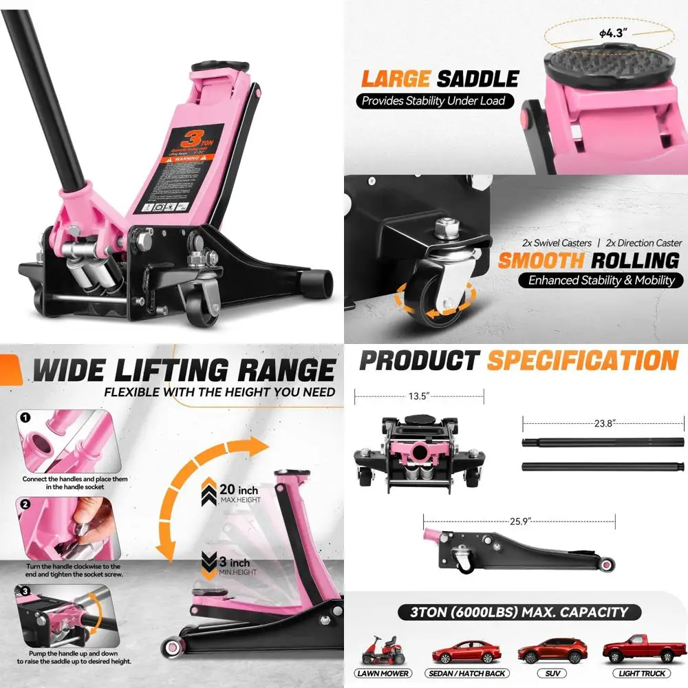 

Heavy Duty 3 Ton Low Profile Hydraulic Car Jack with Dual Pistons and Quick Lift Pump for Efficient Vehicle Service