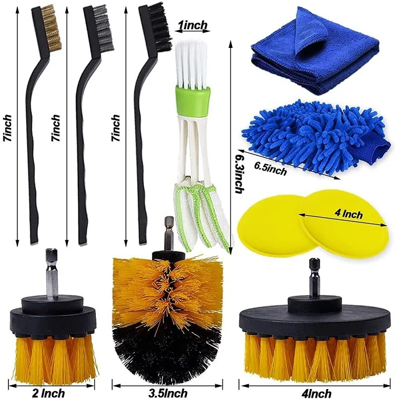 Ensemble de brosses de détail automatique, kit de brosse tative, poignée en caoutchouc non ald, intérieur de voiture, extérieur, bouches d'aération, accessoires de nettoyage, 17 pièces