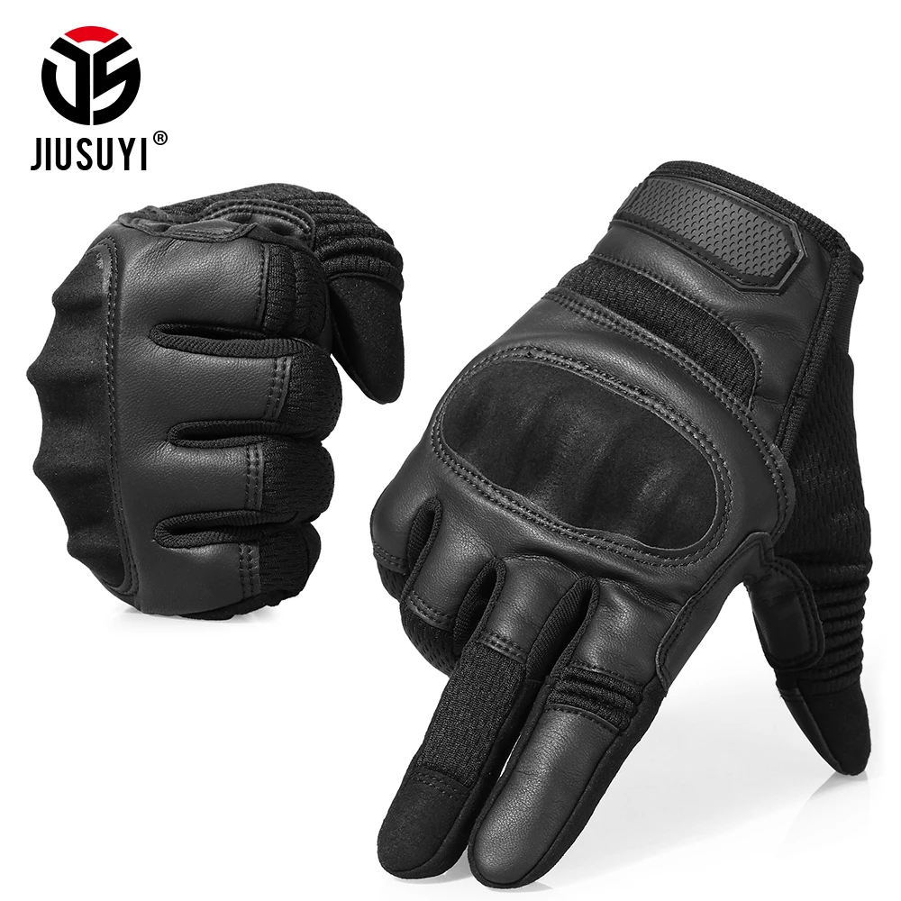 Tactical Full Finger Gloves PU Leather Airsoft Combat Paintball Hunting Work Bicycle Touch Screen Anti-Skid Protective Gear Men