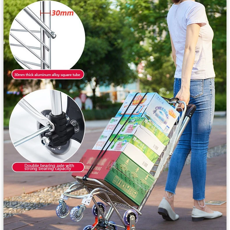 35L Shopping Cart Grocery Trolley Cart Foldable Shopping Trolley 8 wheels Two-purpose