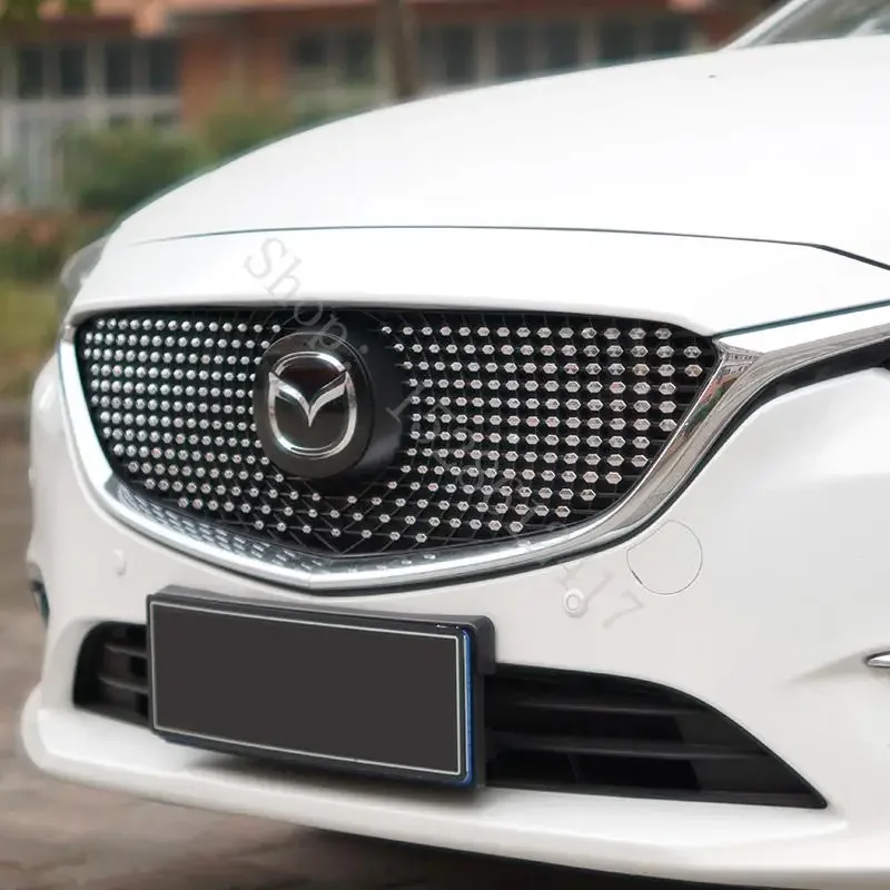 High quality Diamond Front Bumper Grill Upper Mesh Grilles For Mazda 6 Wagon Atenza 2014-2016 Car accessories racing grille