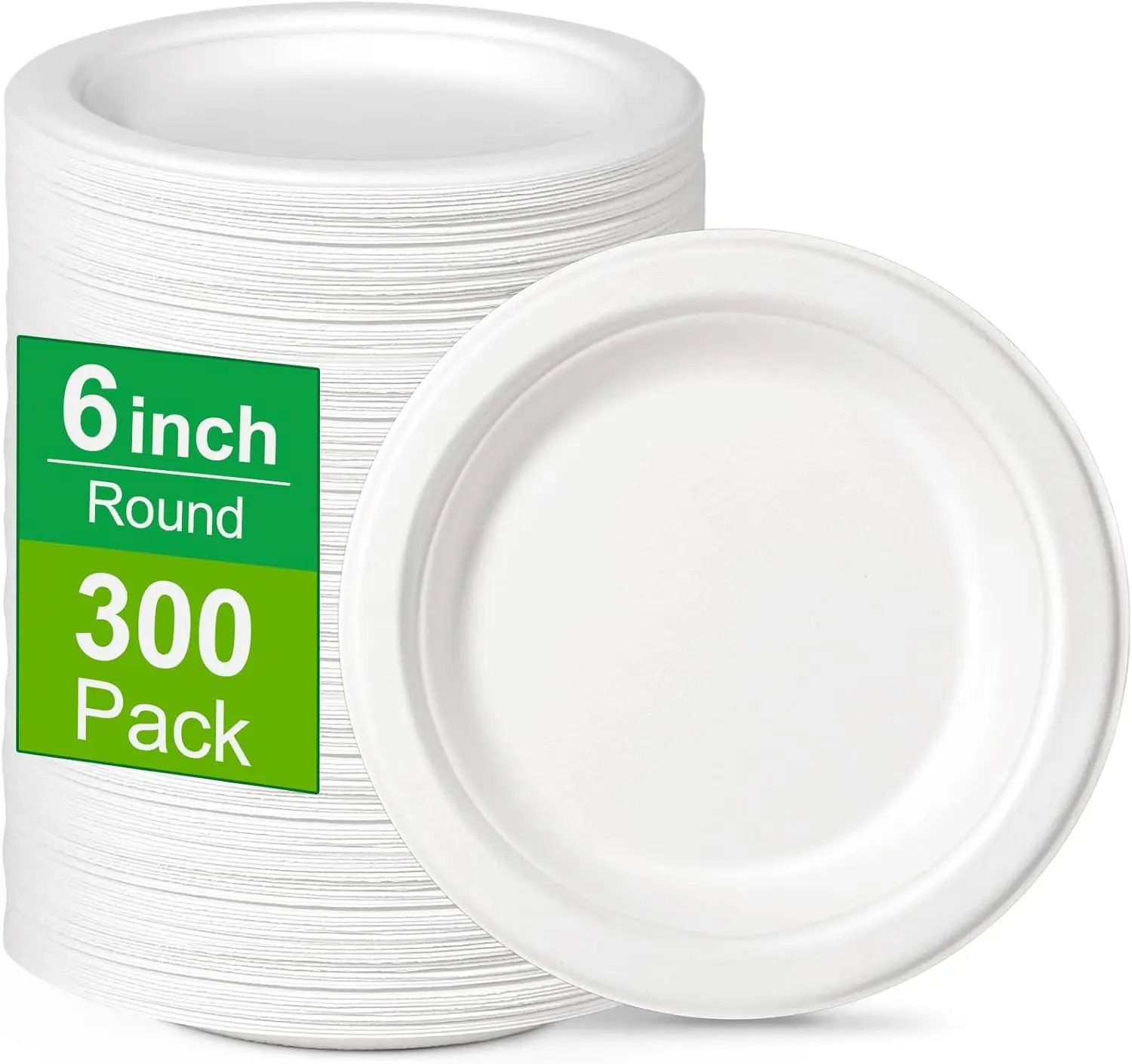 

300 Pack 6 inch Paper Plates, Small Paper Plates Bulk, Disposable Dessert Paper Plates, Compostable