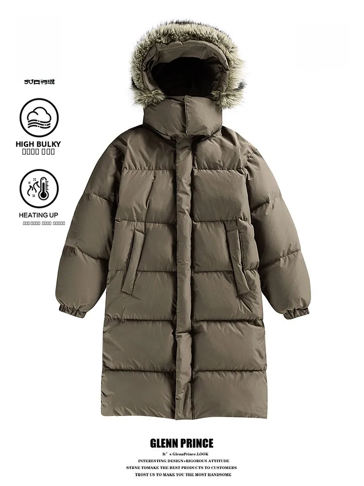 

Мужская удлиненная зимняя куртка GPstudio с отстегивающимся капюшоном, на пуху, ниже колена, из полиэстера, на молнии, теплая, повседневная