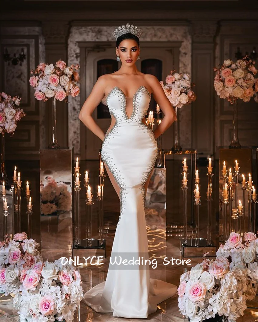 2024 Mermaid Wedding Dresses Sweetheart Diamonds Rhinestons Beading Bridal Dress Vestido De Novia Custom-Made