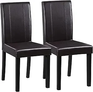 

Wood Leatherette Padded Parson Dining Chair, Waterproo & Oiroo Stretch Kitchen Dining Room Chairs, (2)