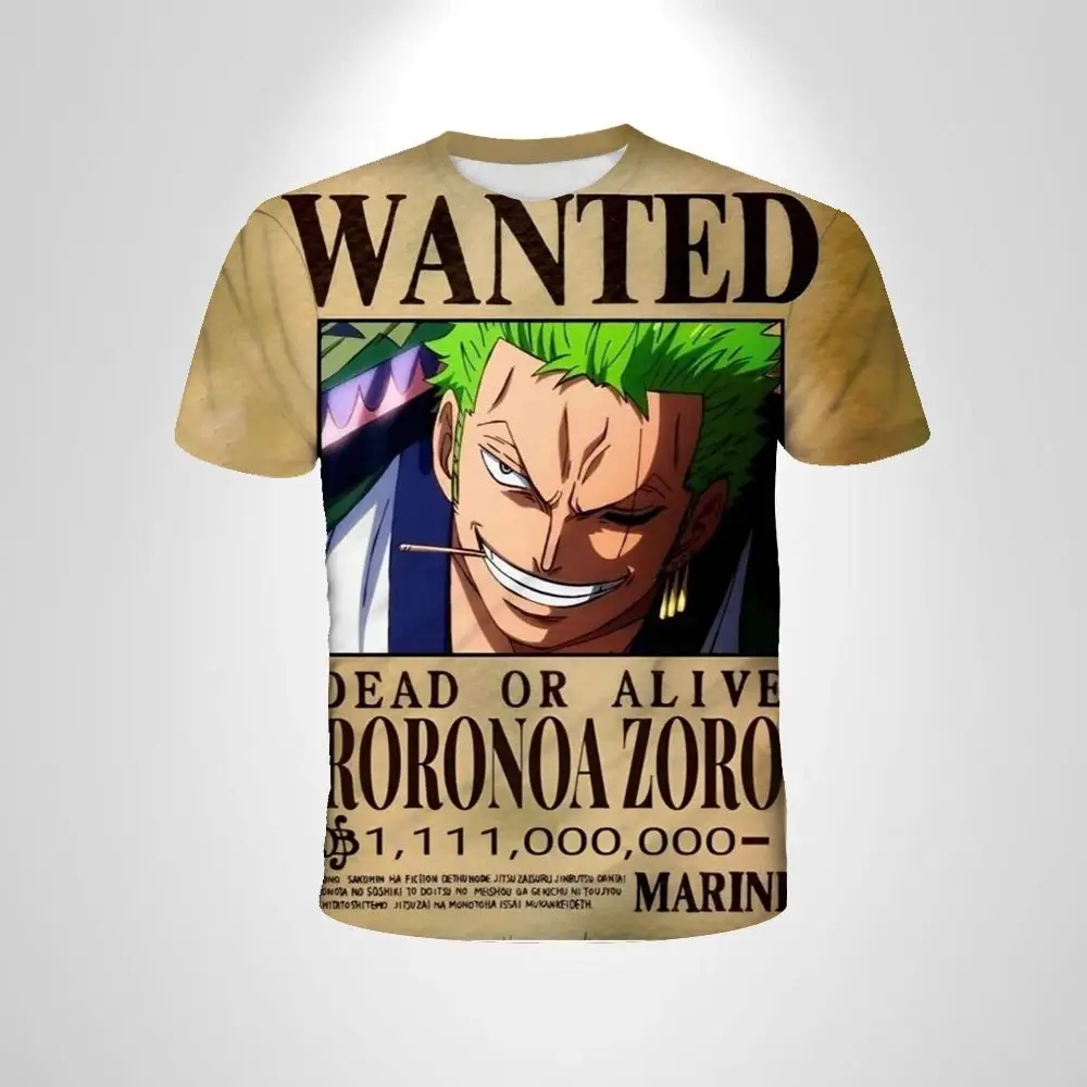 2025 Mannen Beloning Voyager King Zoro 3D Gedrukt Korte Mouw Ronde Hals T-shirt Losse Sneldrogende Casual Familie- en Kinderkleding