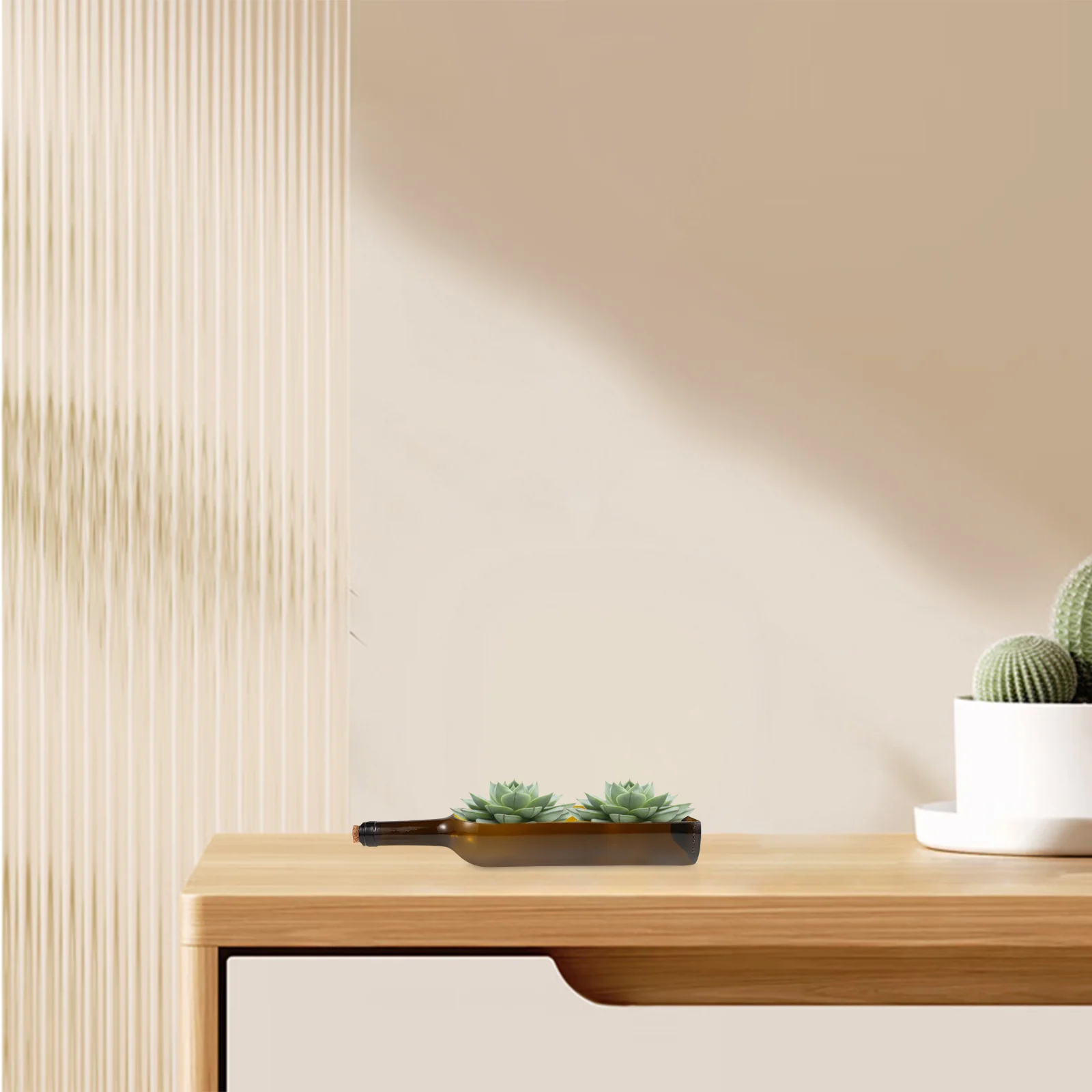 

Wine Bottle Planter Glass Vase For Succulents Floral Arrangements Multi-Functional Fruit Salad Bowl Candles Holder Home Decor