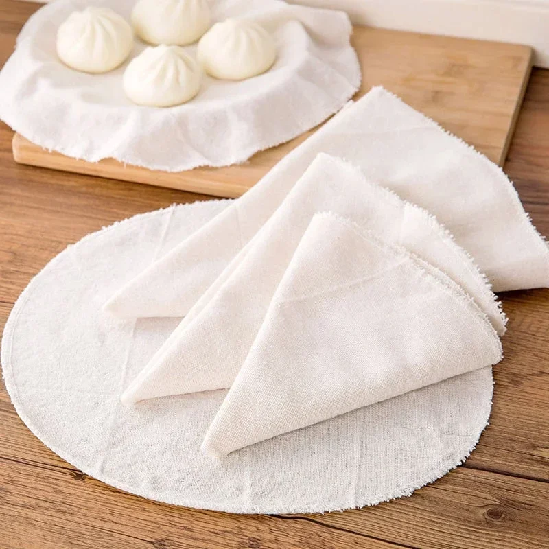 5Pcs Cotton Steamer Cloth Non-Stick 18/20/22/24/26/28/30/40/50/60cm Steamer Mat Pad Breathable Stuffed Buns Steamed Steamer