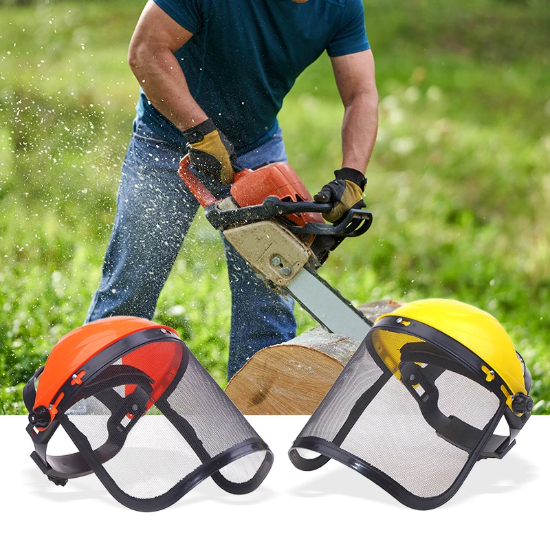 

Garden Grass Trimmer Safety Helmet Hat with Full Face Mesh Protective Mask for Logging Brush Cutter Forestry Protection