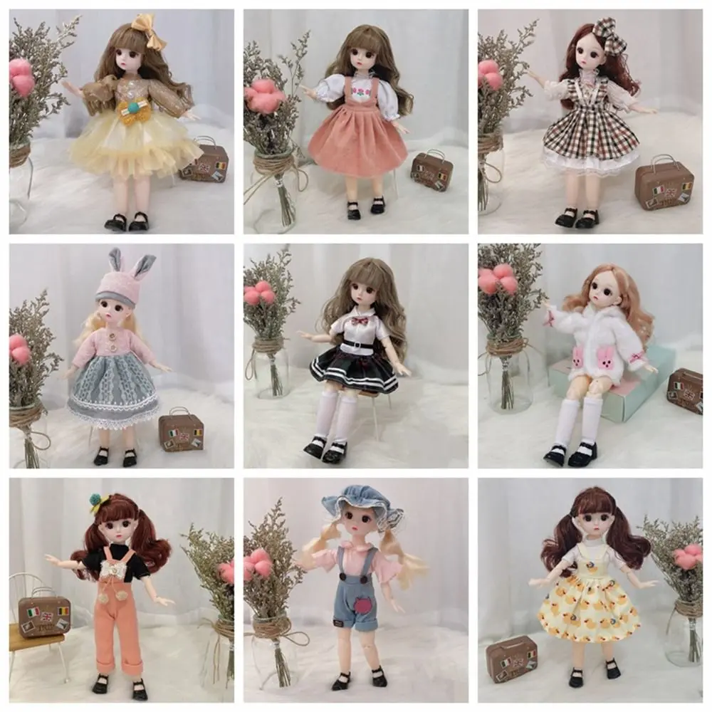 

12 Moveable Joints 30cm Bjd Doll Brown Eyes with Clothes Shoes Girl's Dress Dolls 1/6 Long Wig Doll Girl Toy Girl Toys