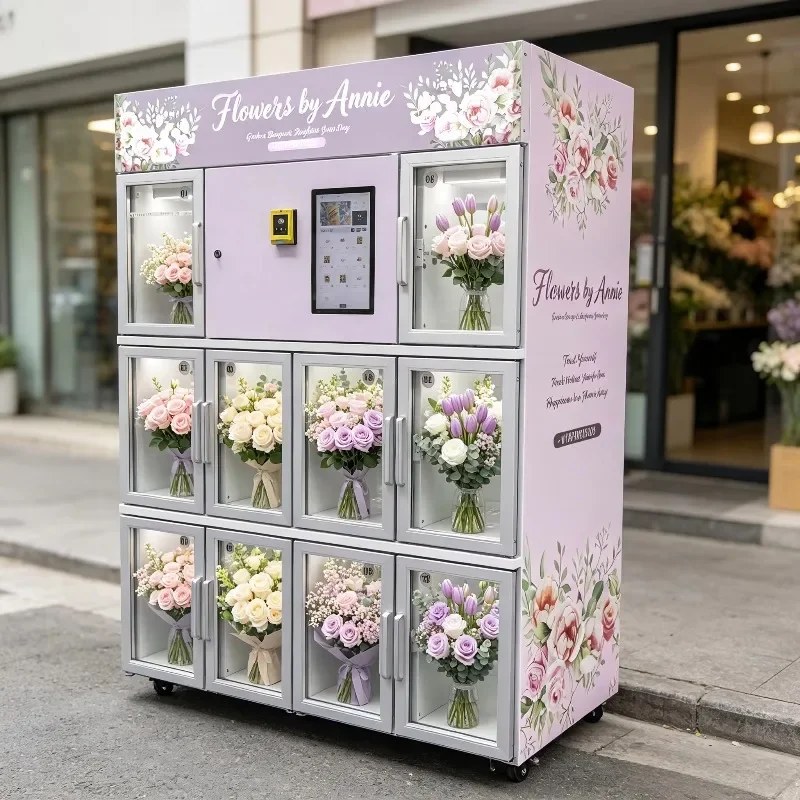 15.6-Inch 10-Door Luxury Flower Vending Machine Compressor Cooling Unmanned Flower  Smart Retail Automatic Lockers SDK