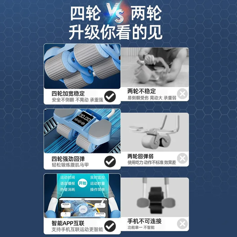 Changfeng 2025 four-wheel abdominal wheel automatic rebound household thin belly training abdominal muscle artifact curl flat pl