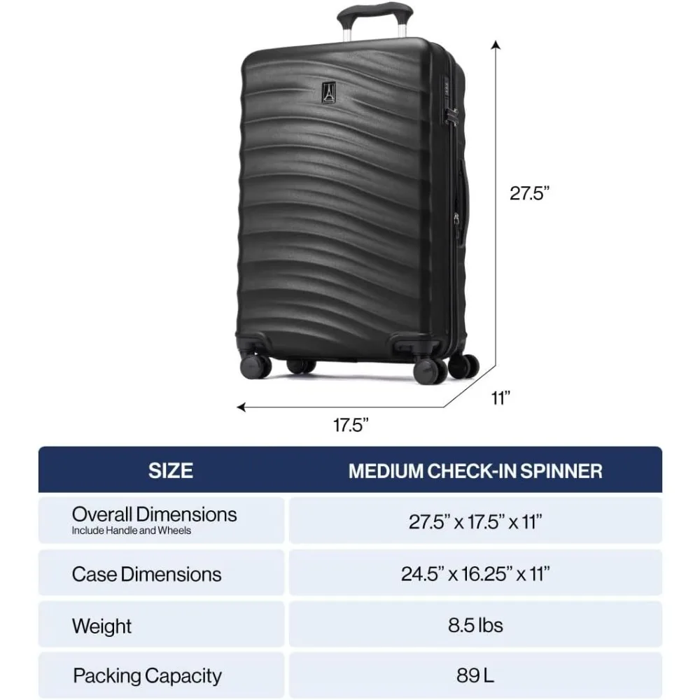 Equipaje expandible ligero de carcasa dura con 8 ruedas giratorias, cerradura TSA y garantía para viajes aéreos