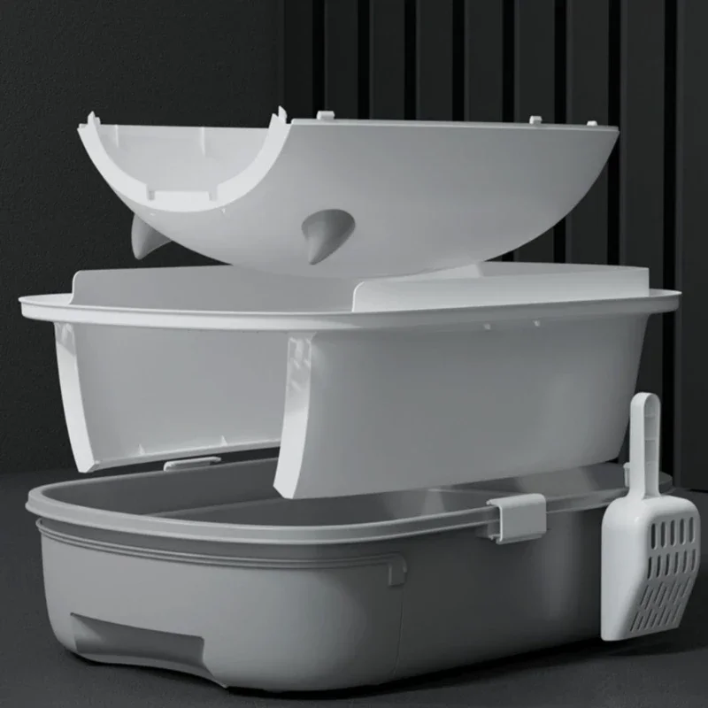 Large Capacity Anti-odorant Cat Litter Box Plastic Anti-Splash Cats Toilet Drawer Open Style Completely Enclosed Pet Sandbox
