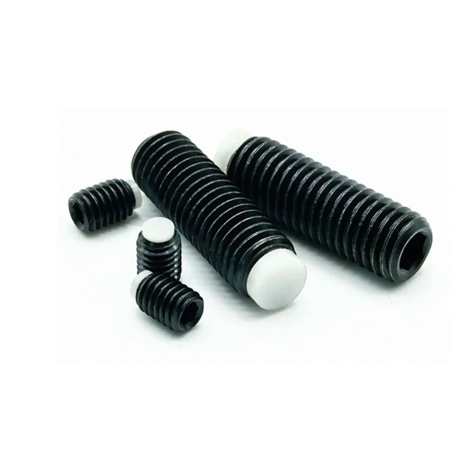5/10pcs 12.9 Grade Black Plastic Head Set Screw POM Nylon Tip Dog Point Grub Screw Rubber Head Plunger Buffer M2-M16