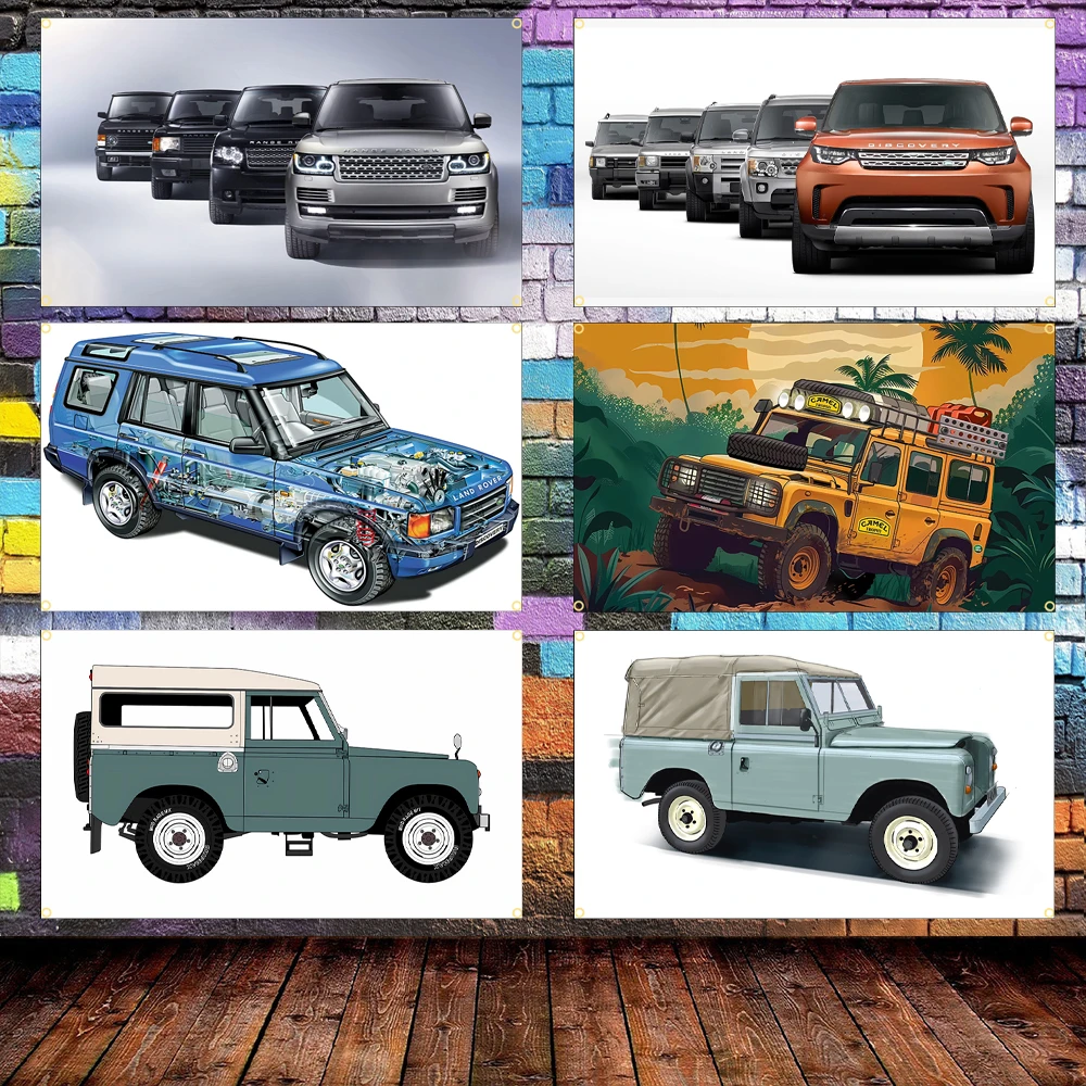 

FLAGDOM 2X3FT 3X5FT L-Land-Rovers Car Flag Polyester Printed Off-Road Vehicle Poster Banner For Decor Tapestry Outdoor Home