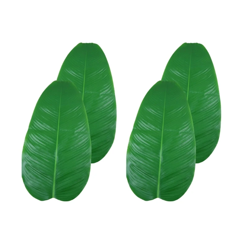 Multipurpose Tropicals Elegant Set of 4 Artificial Banana Leaves Accessory for Cafes and Stage Setting Long Time Use