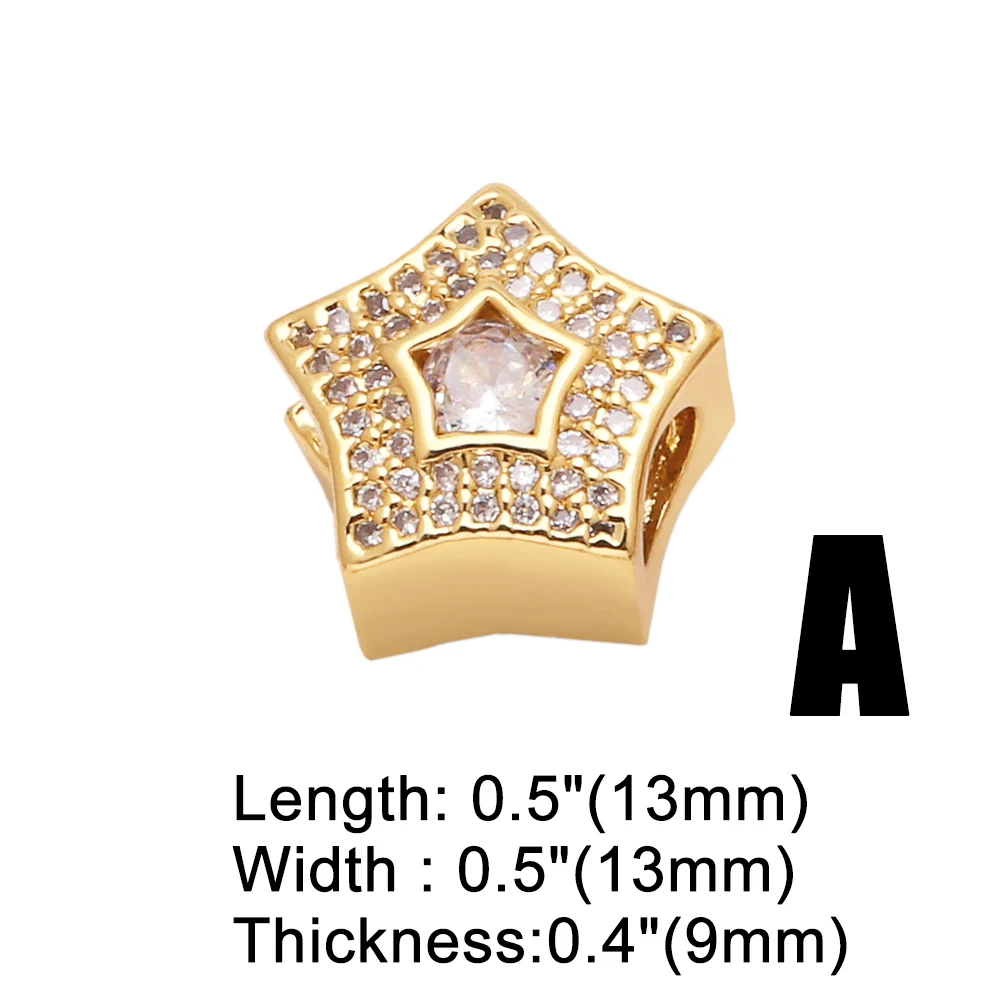 OCESRIO Green Crystal Rectangle Heart Charms for Bracelet Copper Gold Plated CZ Butterfly Star accesorios de joyería chma287