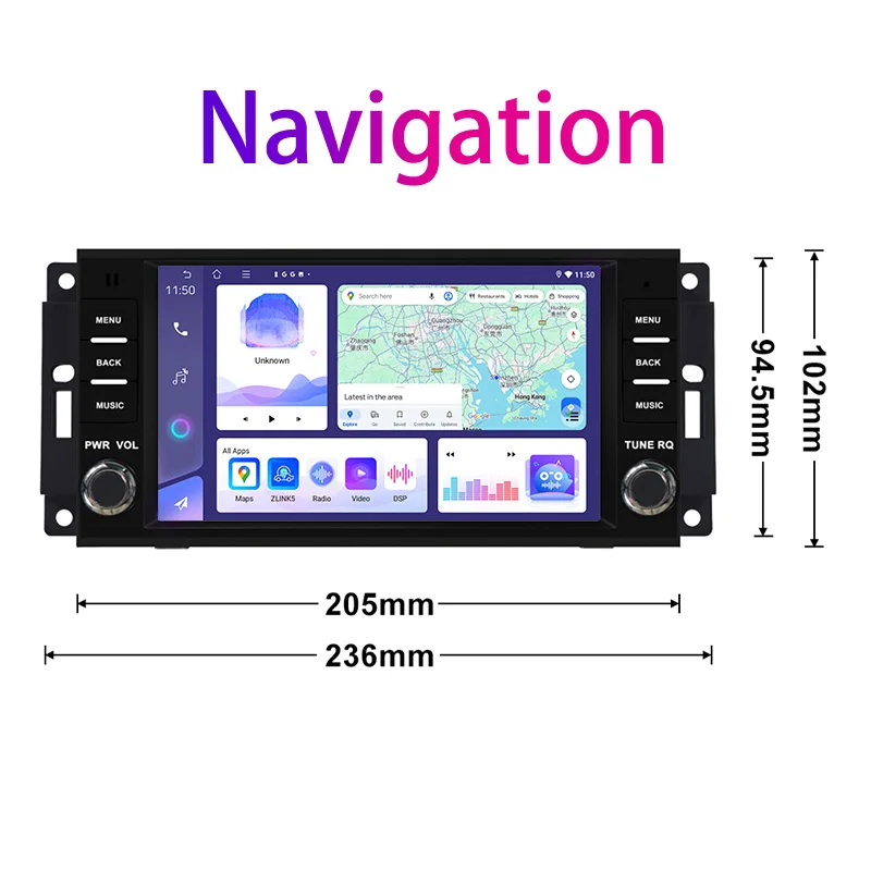 

7' 2DIN Head Unit For Dodge Avenger 2011-2014 4+64GB Car Radio with Reversing Image Google Map Wireless Carplay Android Auto