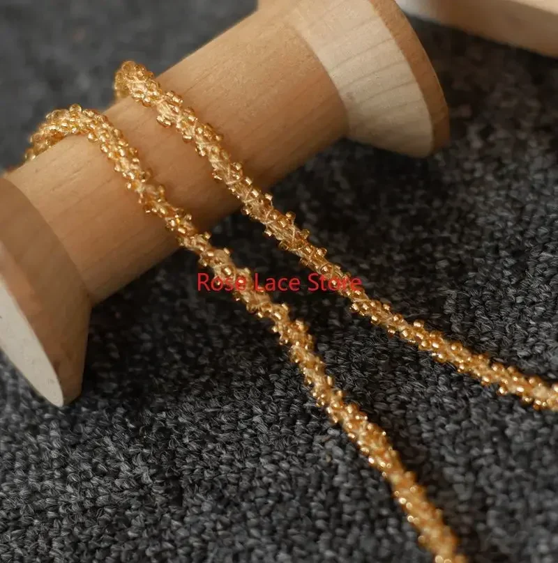 3 Yards Pearl lace trim, pearl ribbon, pearl beaded lace trim, beaded ribbon trim, bridal sash lace, belt lace, neckline lace