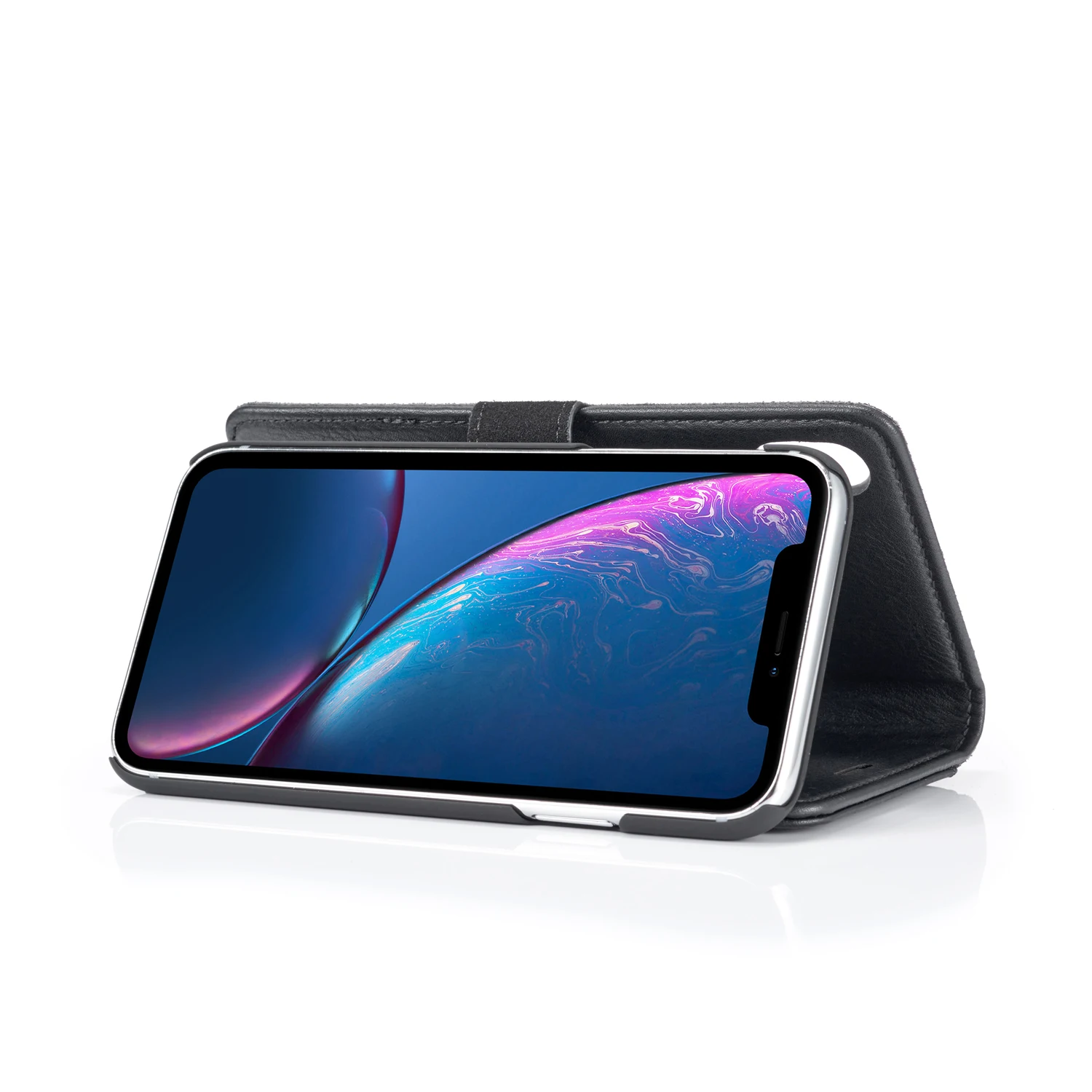 DG.MING Split Leather Wallet Cover for iPhone XR 6.1-inch, Stand Feature Detachable 2-in-1 Flip Case - Black - Image 6