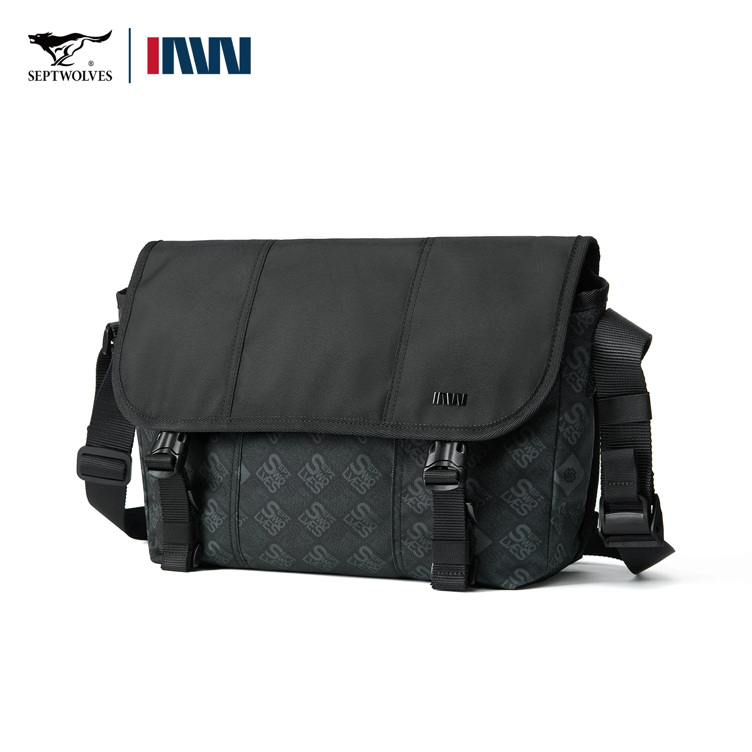 

Septwolves Travel Men Crossbody Bag Waterproof Monogram Print Fabric Men Shoulder Messenger Bag Stylish 14 Inch PC Business Bag