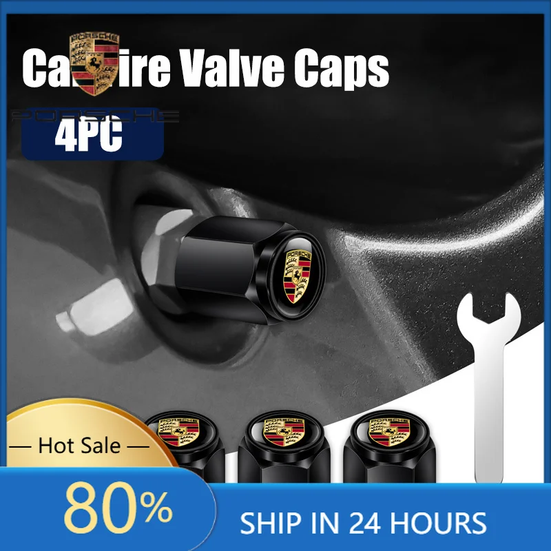 

Наклейки для интерьера автомобиля Porsche, 4 шт., металлические колпачки для вентилей шин, пылезащитные колпачки для шин Porsche Panamera, Macan, Boxster, Cayman, Cayenne