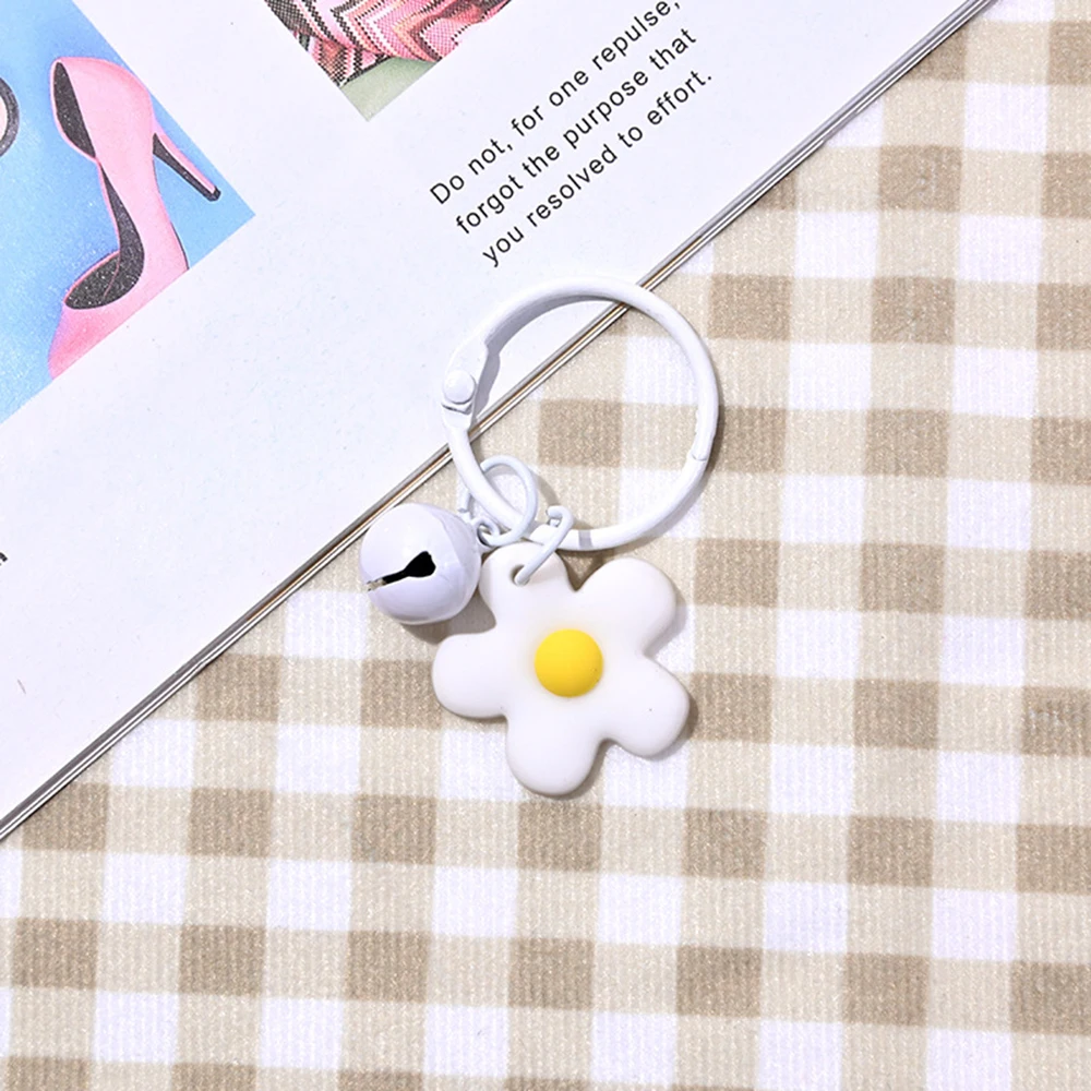 Bell Keychain Small Colored Flowers Key Ring Pendant Pinkycolor Bag Pendant For Women Ins Korean Style Chain Cartoon Key Chains