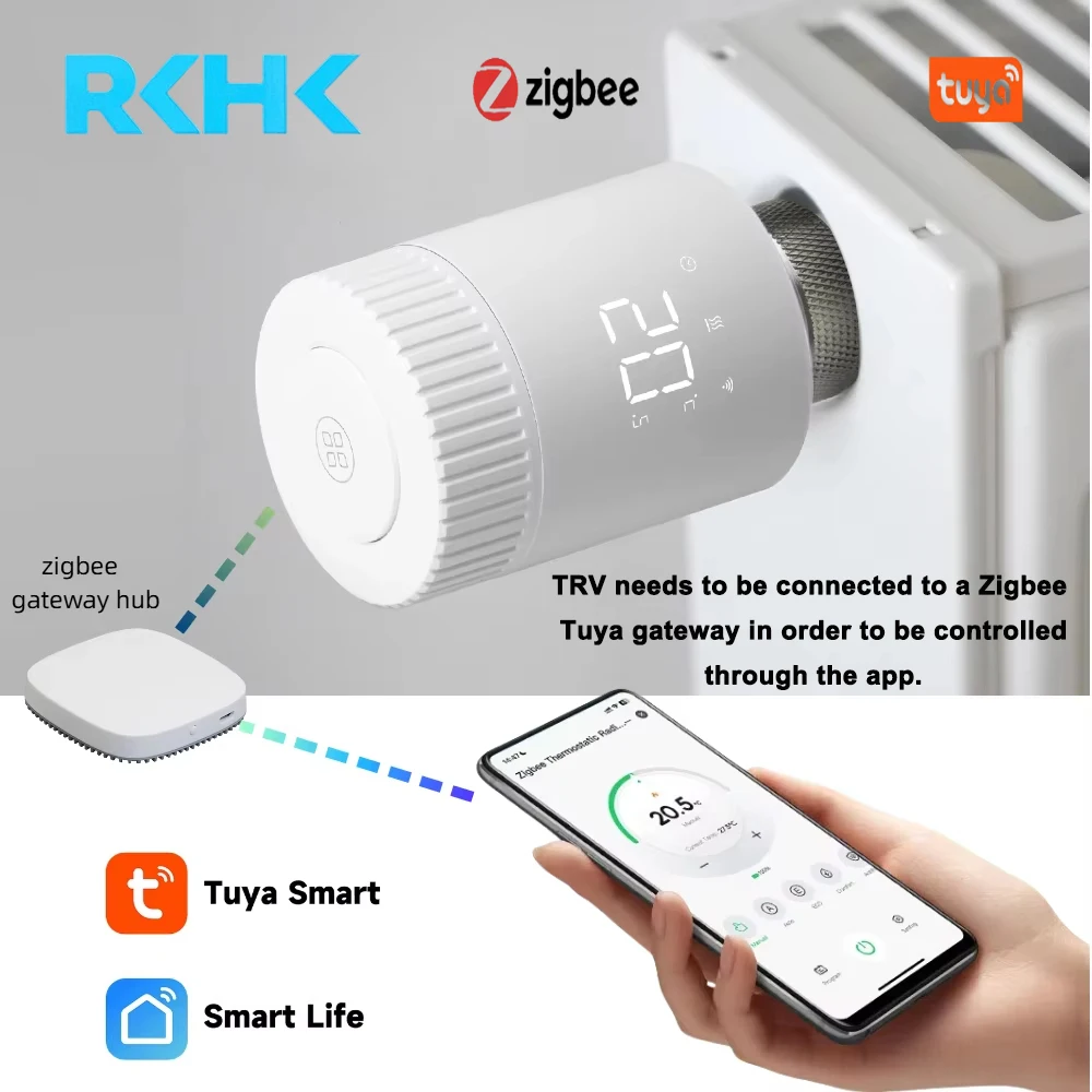 

Умный термостат Tuya Smart TRV, интеллектуальный привод для радиатора ZigBee, совместим с Alexa, Google Home и Алисой.