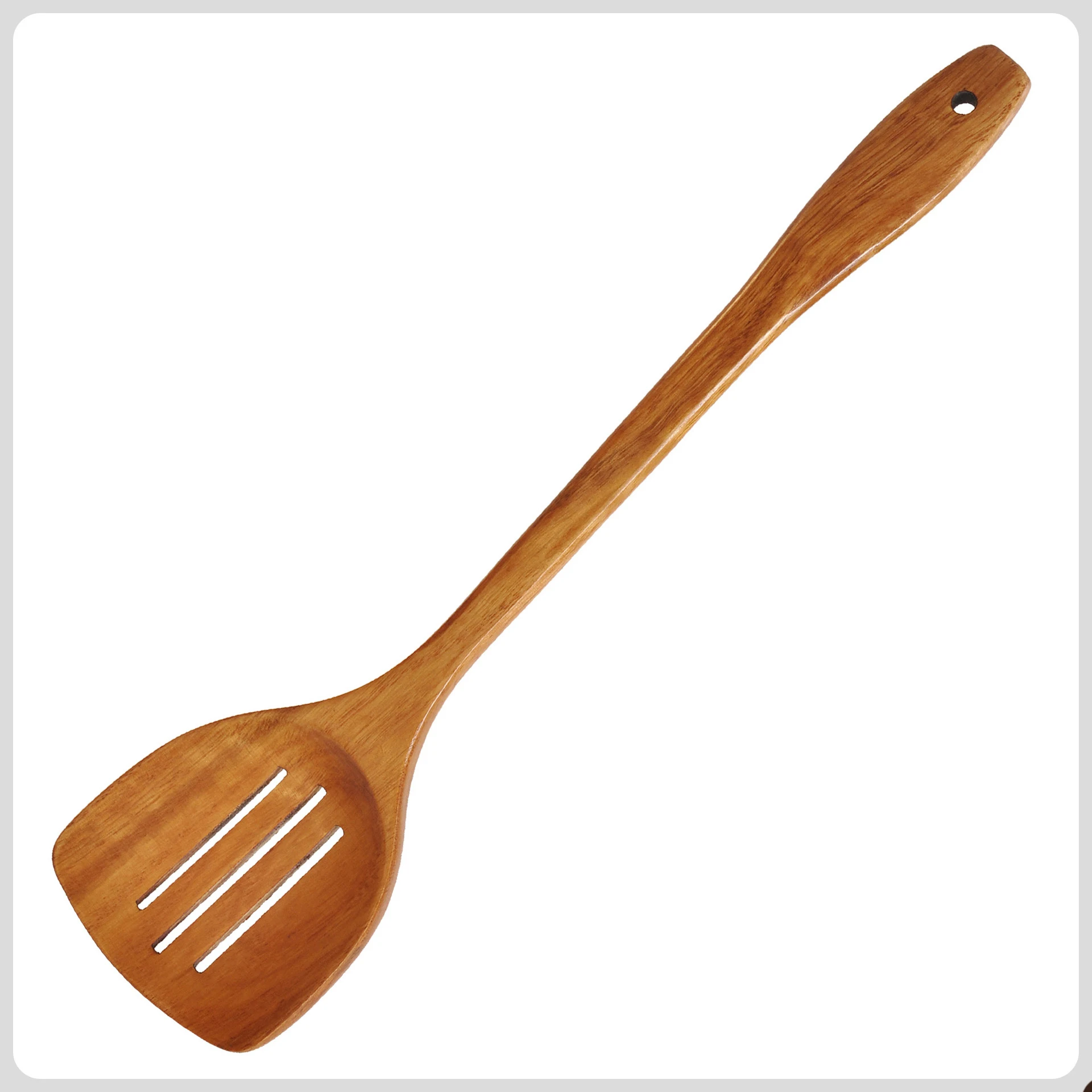 Solid Wood Spatula Non-stick Pan Spatula Fried Egg Spatula Three-hole Spatula With Long Handle Home Kitchen Cooking Shovel