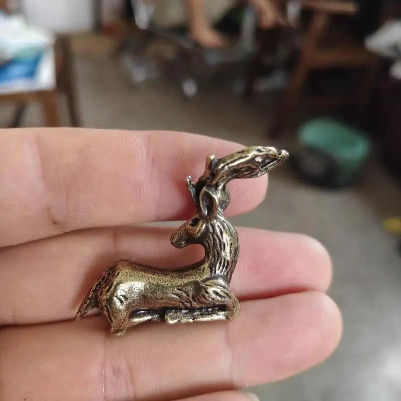Retro-Bronze-Sika-Hirsch-Ornamente, Mikrolandschaft, Schreibtisch-Deko, antikes Wohnaccessoire, Geschenk – Detail 6