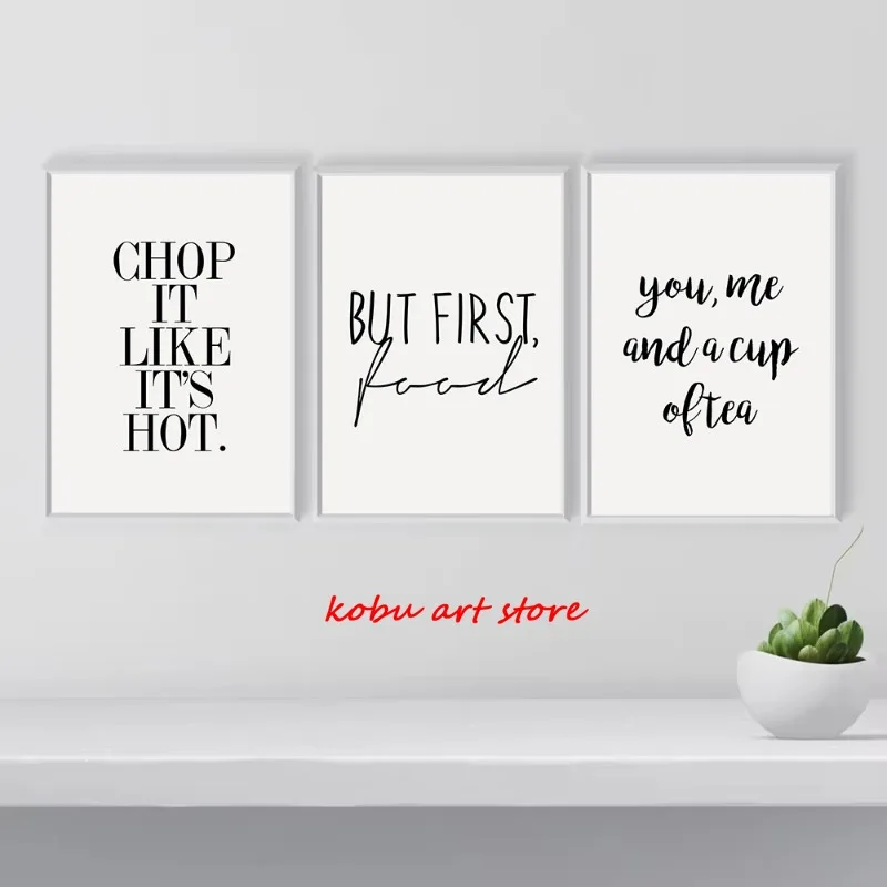 Funny Kitchen Quotes Poster Foodie Food Lover Print Canvas Painting Black and White Minimalist Wall Art Pictures Home Decor
