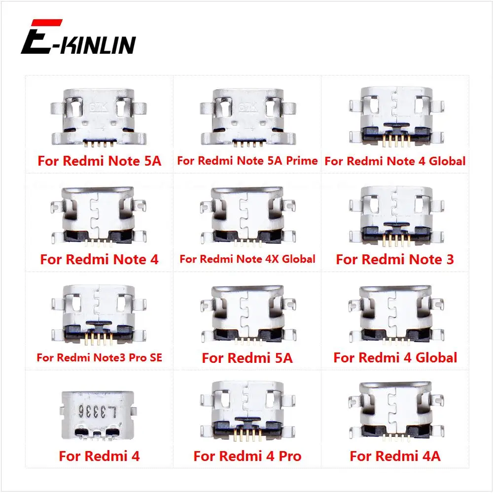 Micro USB Jack Type-C Charging Connector Plug Port Dock Charger Socket For XiaoMi Redmi Note 4X 4 Global 4A 5A Prime 3 Pro SE