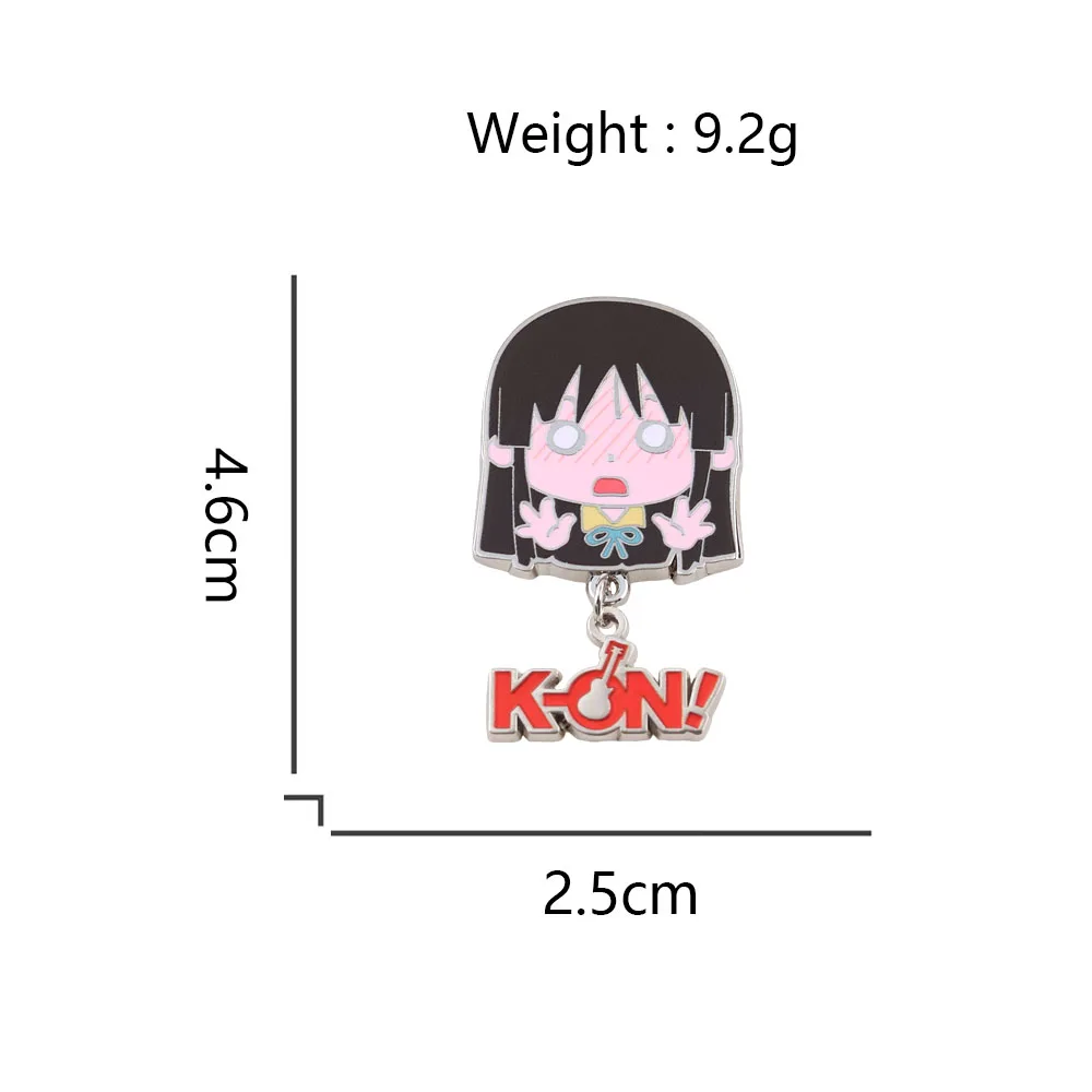 K-On！Akiyama Mio Anime Chibi-Charakter Emaille-Pin Niedliche Brosche mit überraschtem Gesichtsausdruck für Rucksäcke, Kleidung, Fans, Geschenk-Accessoire – Detail 2