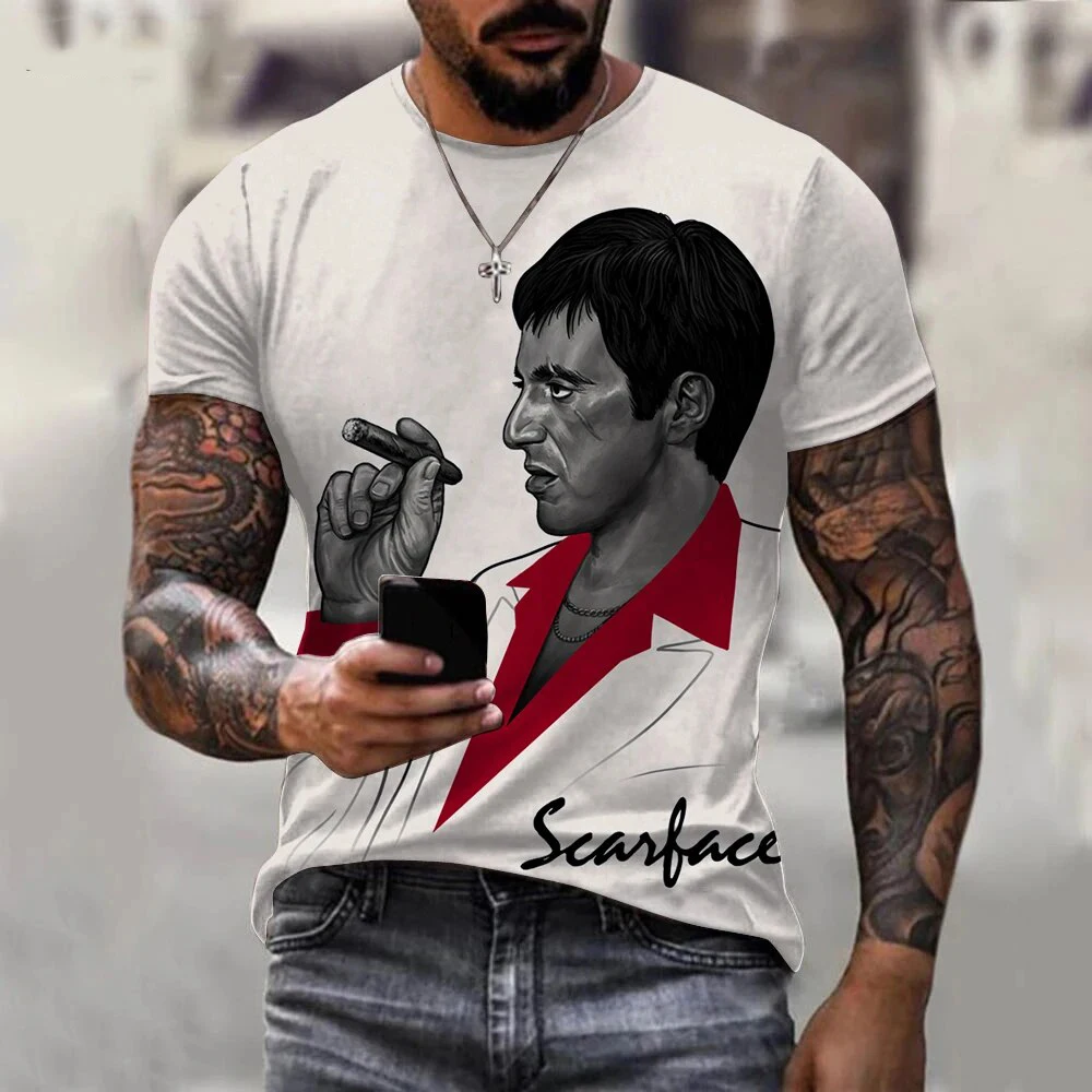 Movie Scarface 3D Print T-Shirts Streetwear Men Fashion Harajuku Casual Oversized O-Neck Short Sleeved T Shirt Tee Tops Clothing