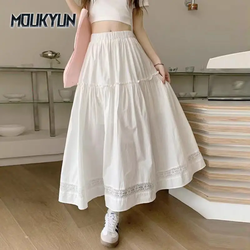 

Women Casual Mid-Waist Layered Lace A-Line Skirts