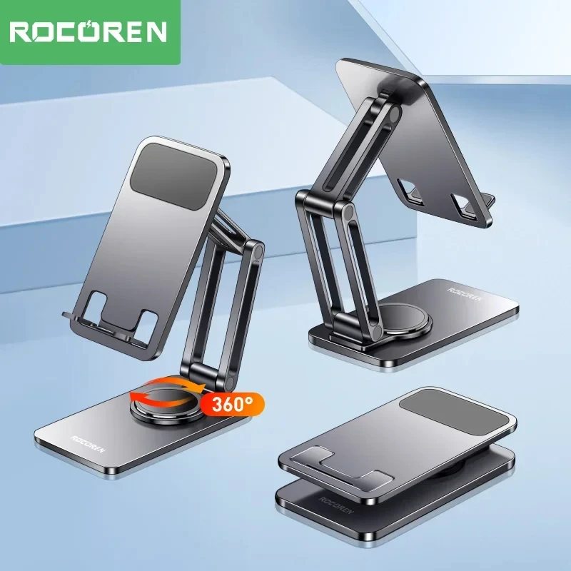 

Rocoren Phone Holder 360° Rotatable Desk Mobile Phone Stand Foldable Metal Holder Support For iPhone Samsung Xiaomi iPad Holder