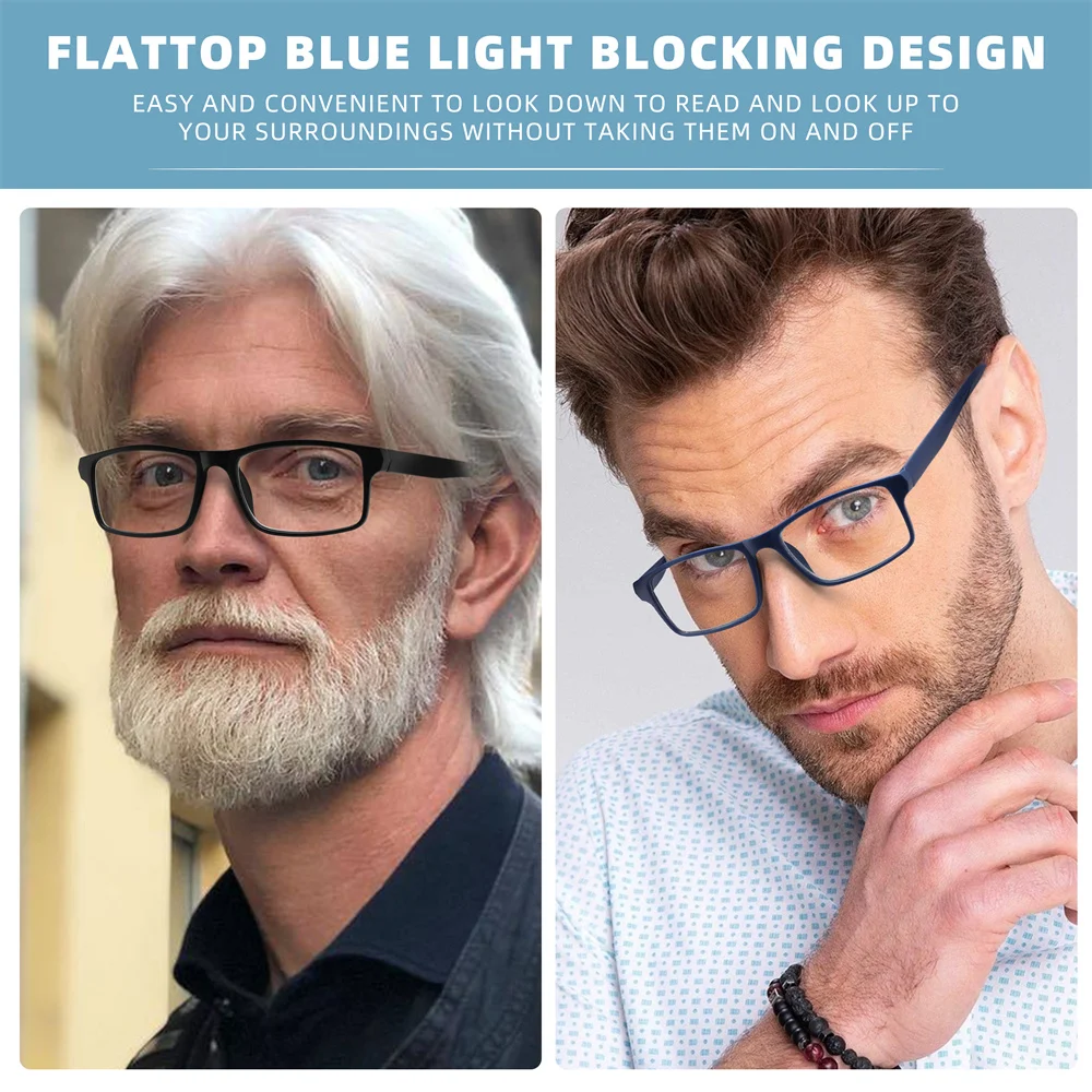 MODFANS Blue Light Reading Glasses For Women Men Readers Rectangular Unisex Lightweight Frame Comfortable Spring Hinge Eyeglasse