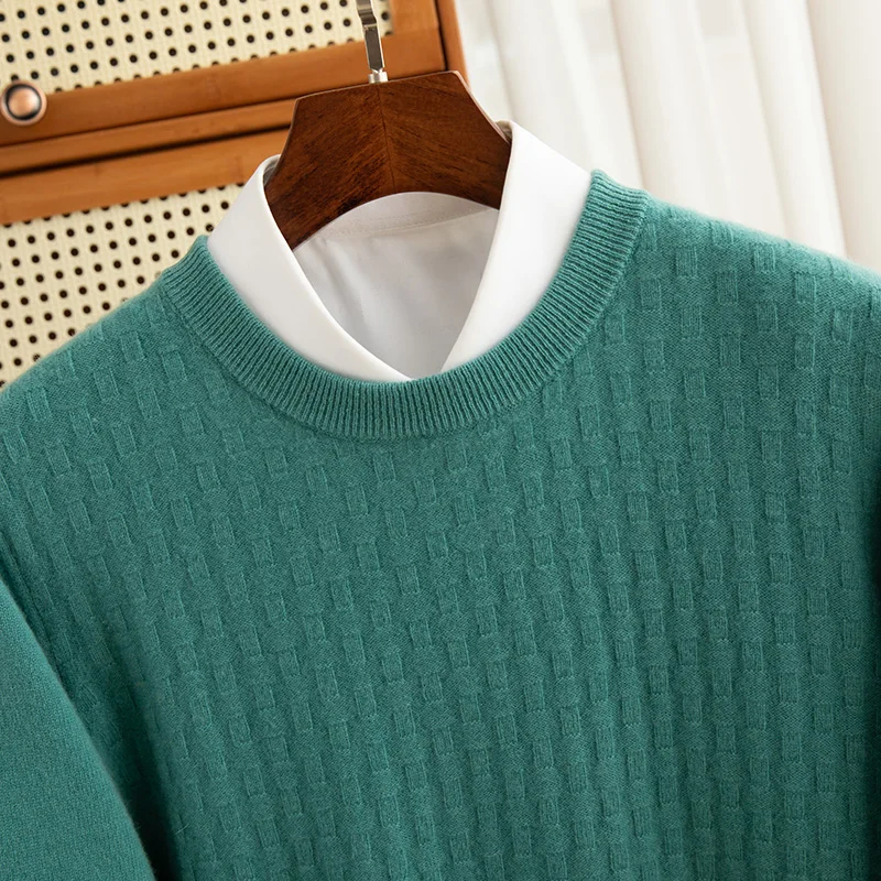 

100% Pure Sweater Knitted Sweater Autumn And Winter Round Neck Commuter Shirt Men's Bottoming Shirt