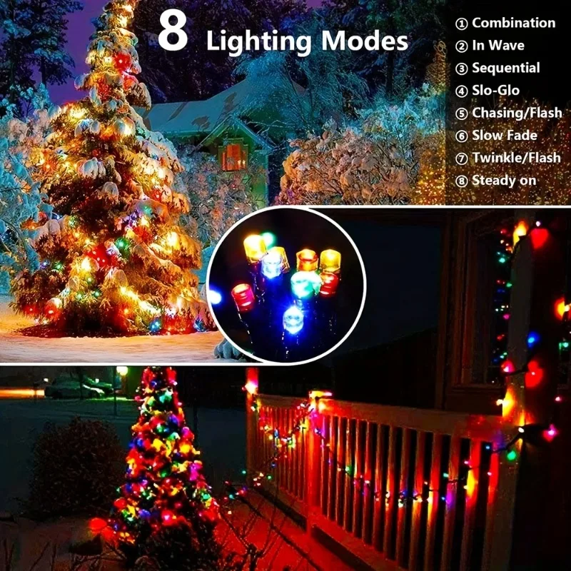 Outdoor Solar String Lights 8 Lighting Modes Waterproof Solar Fairy Lights for Courtyard Trees Garden New Year Party Wedding