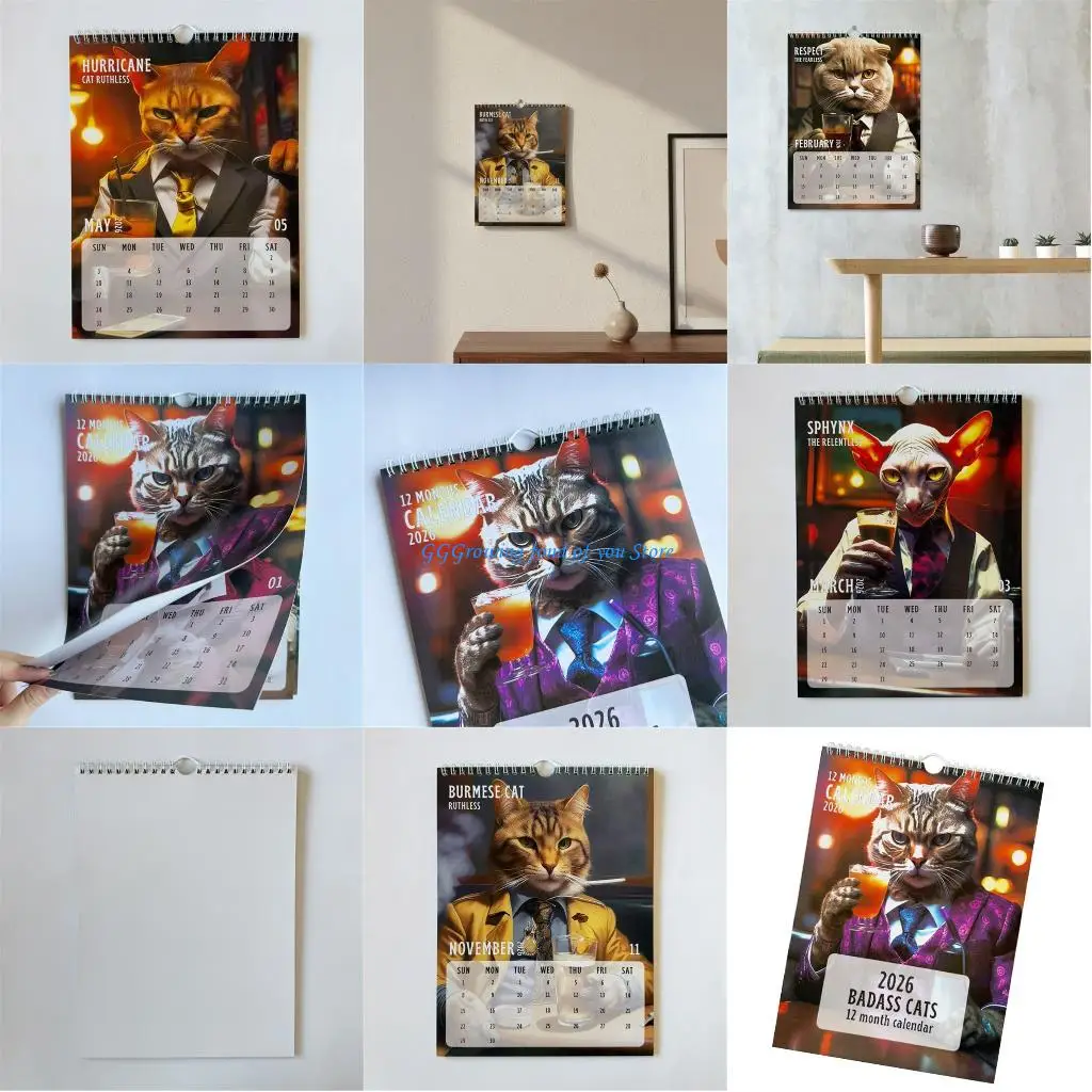 

H9EB Стильный настенный календарь с декором на 2026 год и мелованной бумагой, удобный дизайн чернил