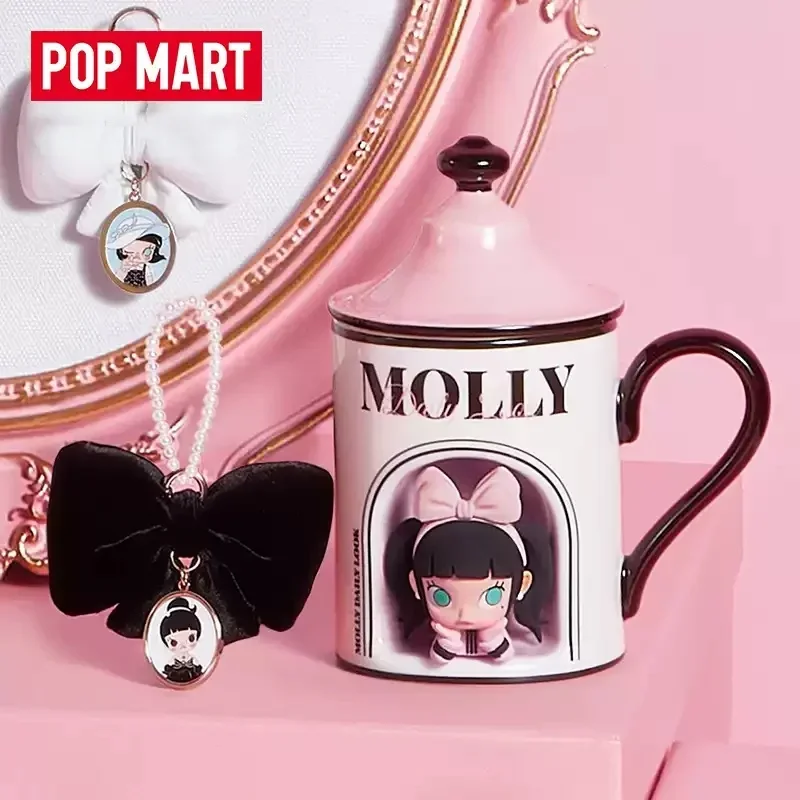 POPMART MOLLY Daily Look Series Ceramic Cup Set Home Cute Water Cup Kawaii Home Decoration For Girls Birthday Gift Ornaments