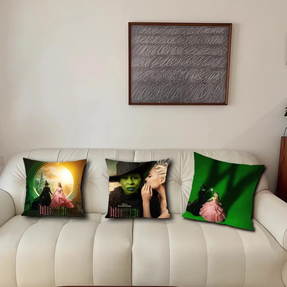 W-Wicked Part One Movie Pillow Case Living Room Accent Couch Back Support Square Lounge Restful Nap Companion ﻿